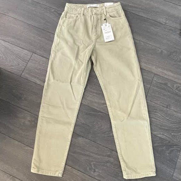 Zara Mom Fit Jeans - Khaki - Size 27 (4) - Picture 2 of 2